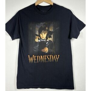 Wednesday Addams Officially Licensed Black Flashlight Tshirt M TV Promo